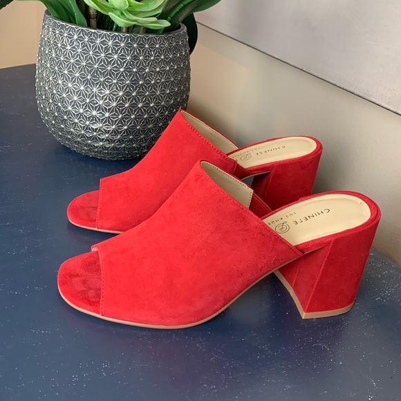 Chinese Laundry Shoes - Chinese Laundry Los Angeles Women’s Red Open Toe Mules Size 7